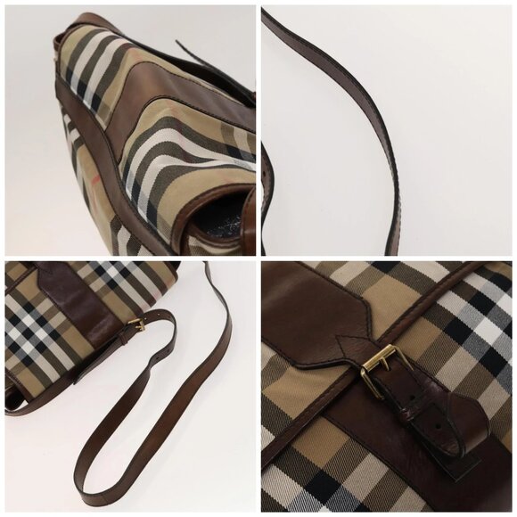 BURBERRY Nova Check Shoulder Bag Canvas Beige Gold Auth BA2533 - Picture 16 of 16